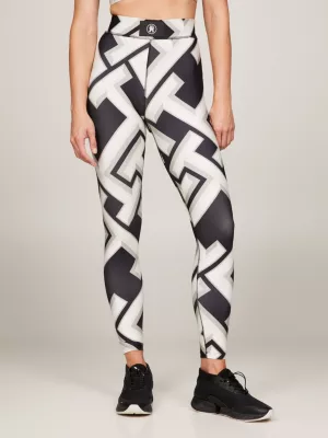 Leggings esportivas com estampa chevron, comprimento 7/8.