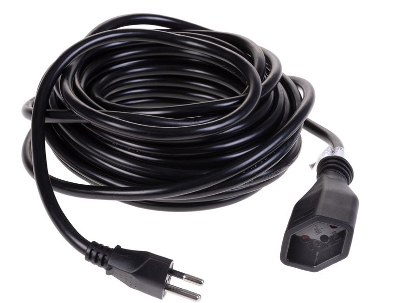 FURBER.power Verlängerungskabel T13-T12 10 m Schwarz Stromkabel H05VV-F 3G1.5