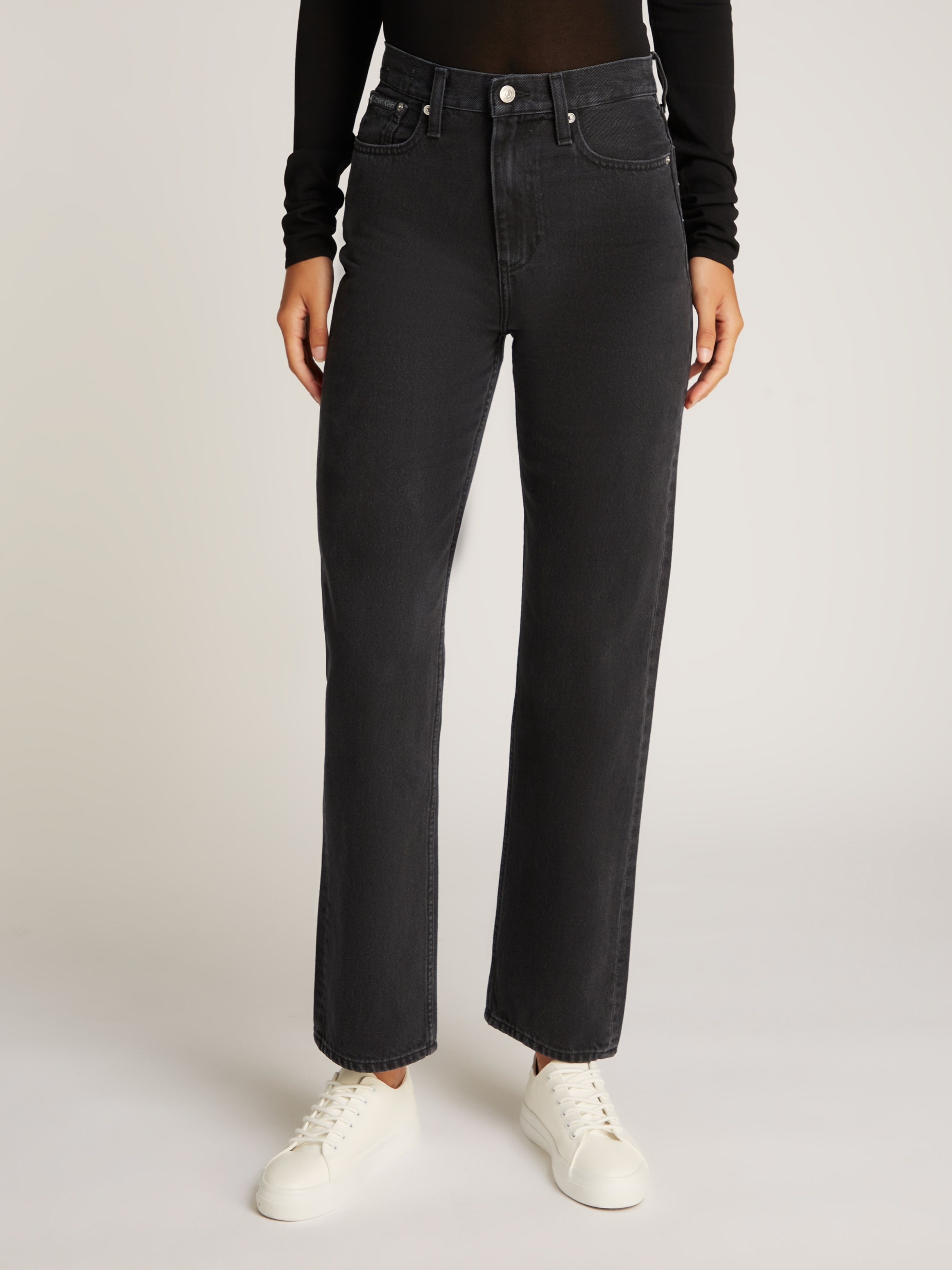 Calvin Klein Jeans Mom-Jeans »HIGH RISE STRAIGHT« leichte Stoned wash Optik, mit Coinpocket
