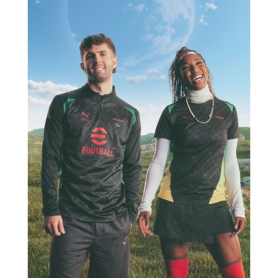 Milan AC X Off-White Maillot d'Entraînement Avant-Match Fermeture Éclair 1/4 - Noir/For All Time Red ÉDITION LIMITÉE