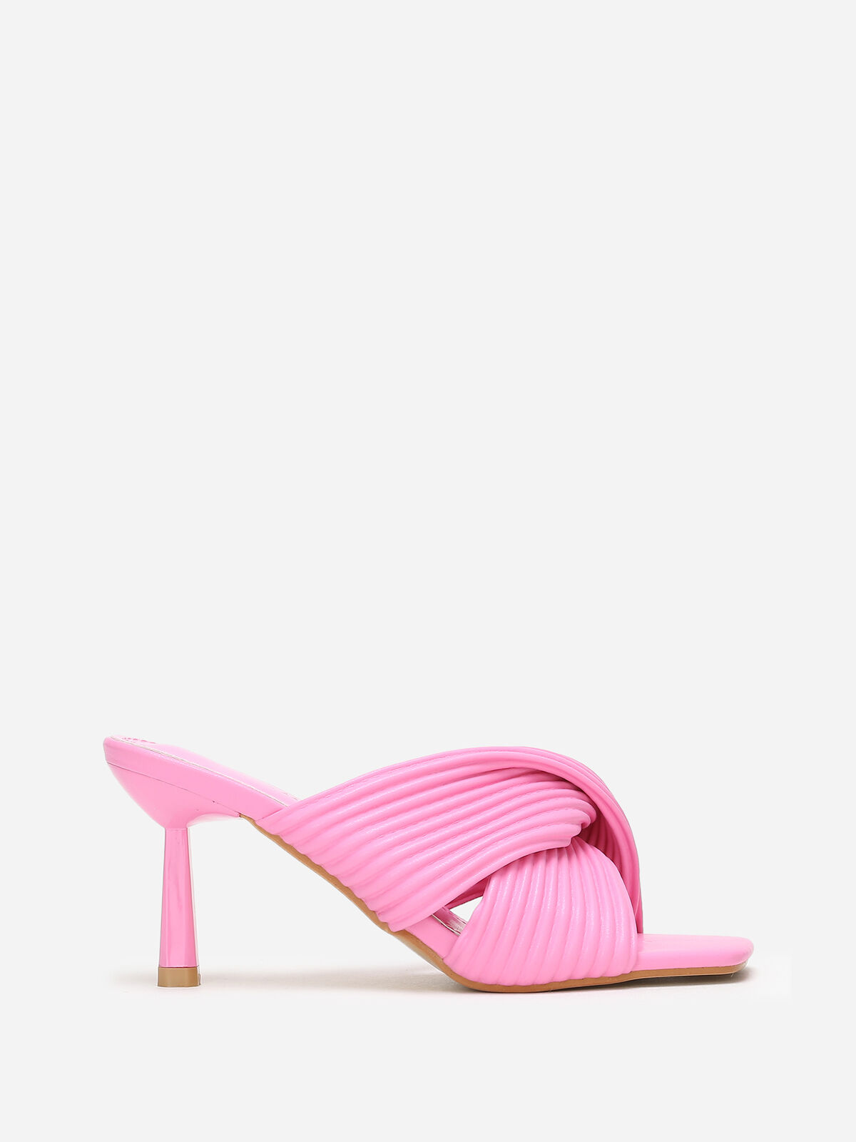 Mules à brides croisées et matelassées- Fuchsia