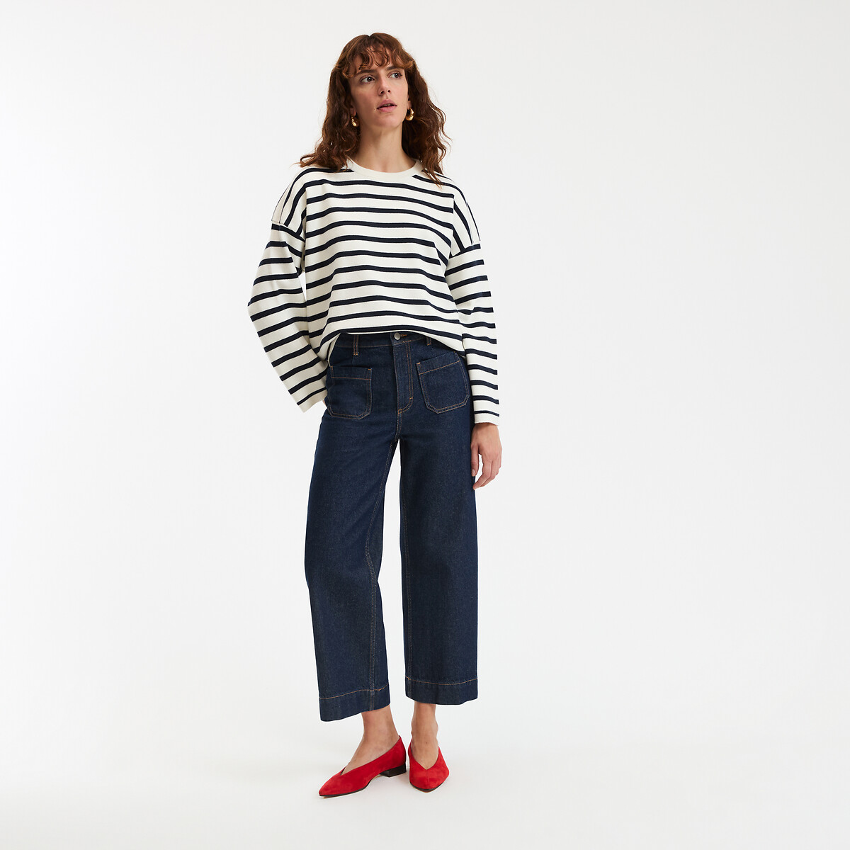 COLEÇÃO LA REDOUTE<br>Calça jeans larga, cintura alta, modelagem cropped