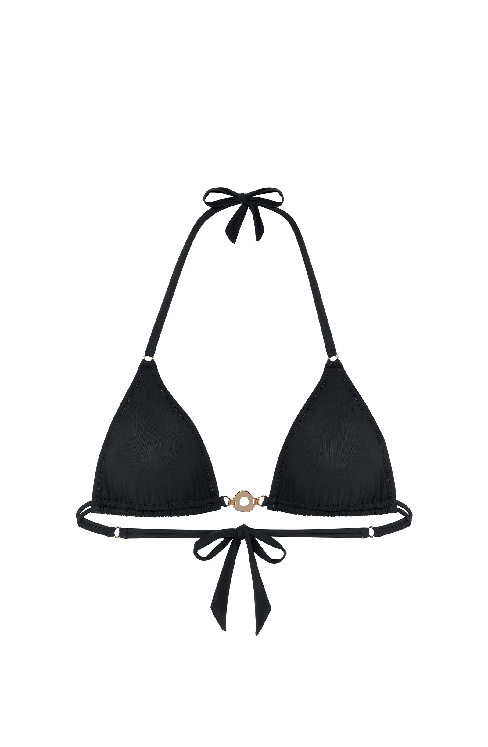 ivoa Haut de maillot de bain triangle noir à bijou doré Noir