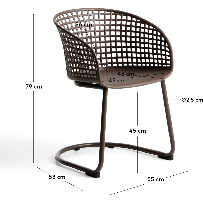 Chaise d’extérieur Tenaro en plastique avec structure en acier marron
