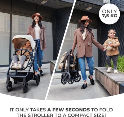 Kinderkraft 3-i-1 NEWLY Kombivogn Travelsystem, Moonlight Grey