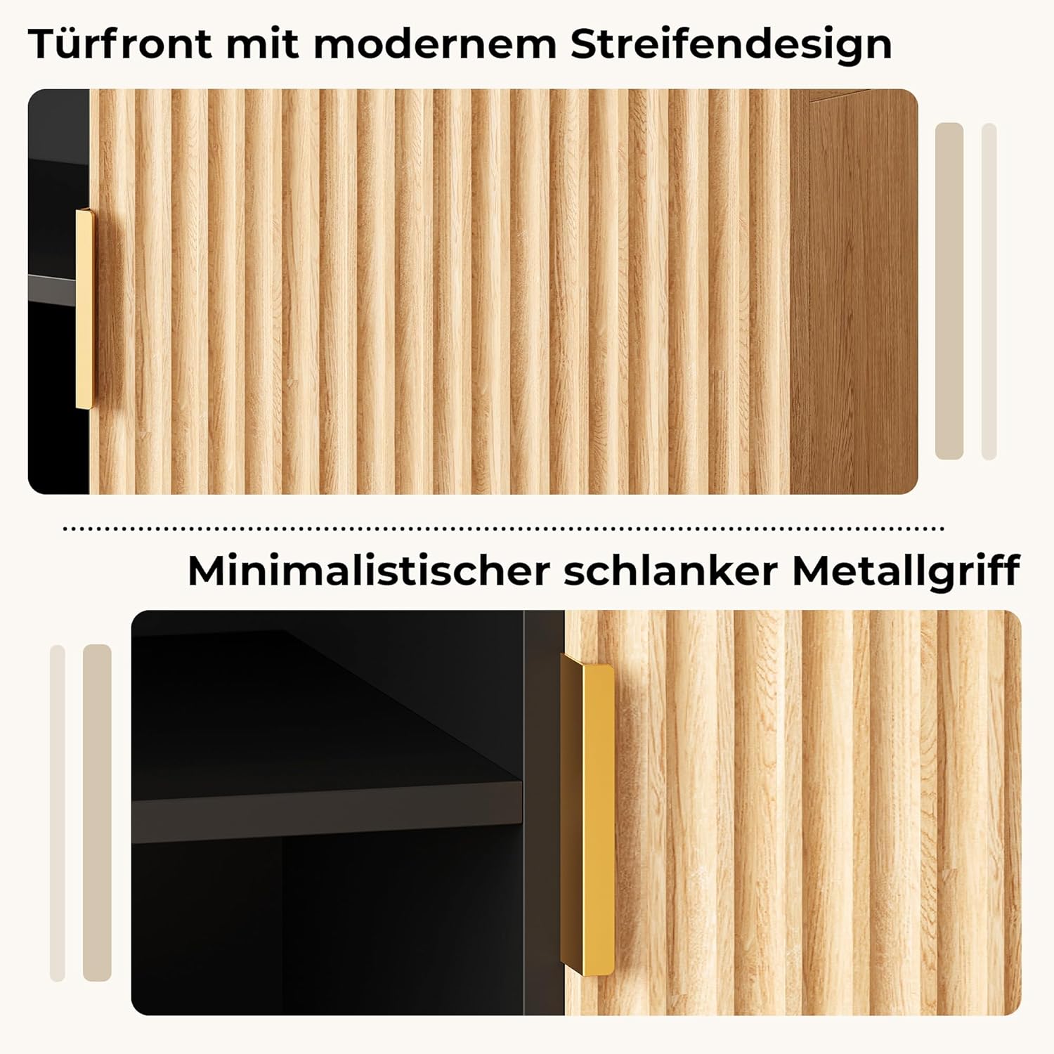 IRONCK TV Schrank 180cm Lowboard für Fernseher bis zu 65/75/80 Zoll, Fernsehtisch mit 2 Türen 3 offenen Fächern, Fernsehschrank Holz, Modern TV Board für Wohnzimmer, Schlafzimmer (Schwarz/Eiche)