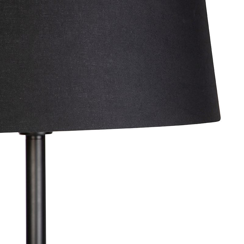 Moderne vloerlamp zwart met zwarte kap 45 cm - Simplo