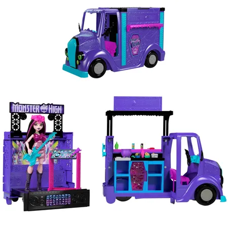 Mattel Monster High Draculaura Puppe und Vamptastischer Rockiger Food-Truck-Spielset