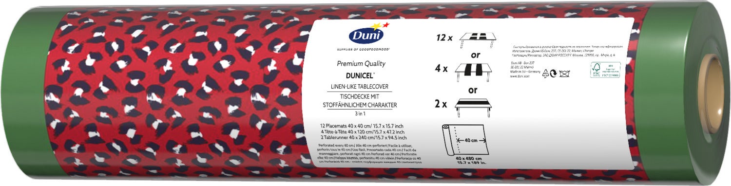 Duni 3-in-1 tafeldecoratie Wild Xmas rood 480 x 40 cm