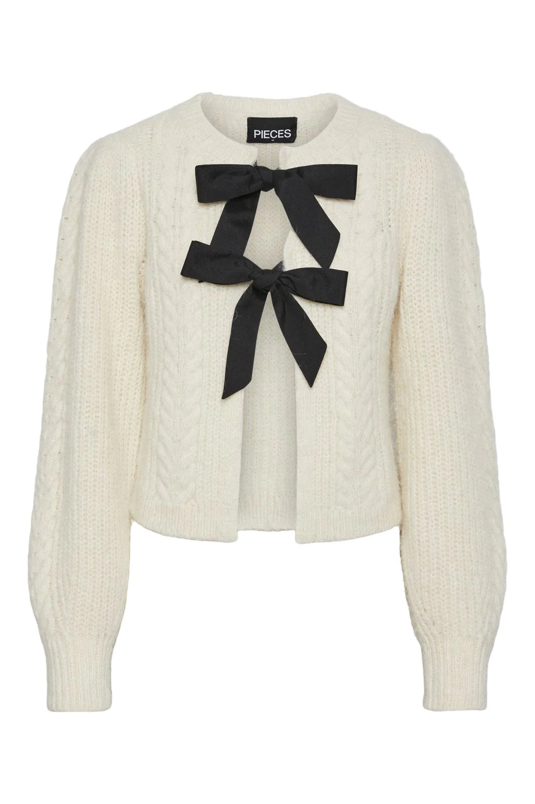 Pieces Pcrow Ls O-Neck Bow Knit 4670198 birch black woven bows