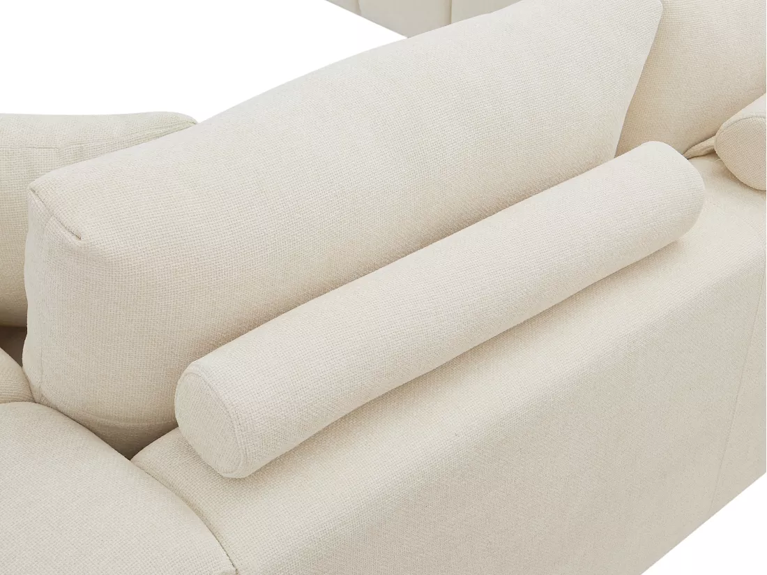 Canapé d'angle gauche en tissu beige BERENIA