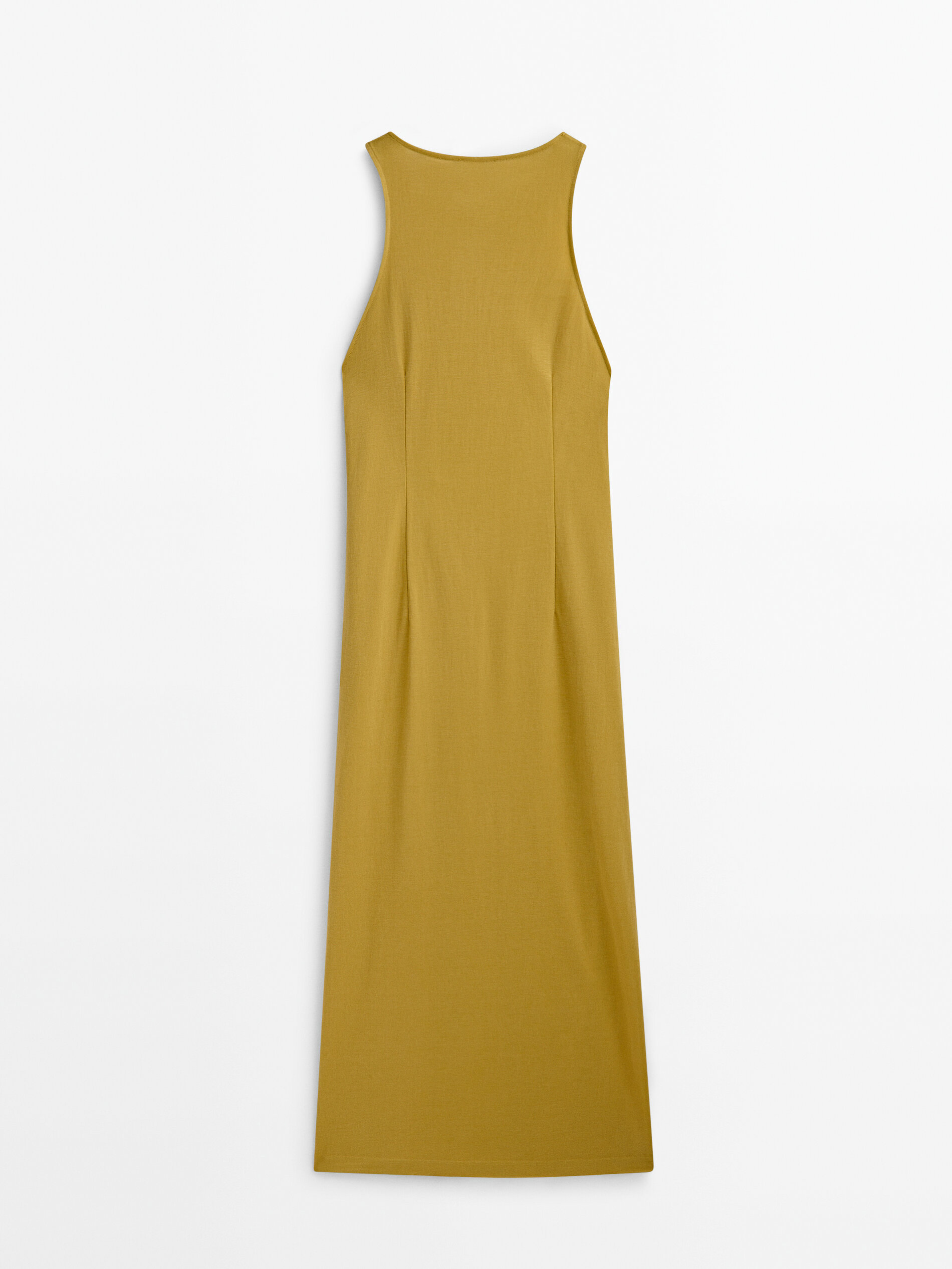 Vestido midi nude com detalhes - AMARILLO MOSTAZA