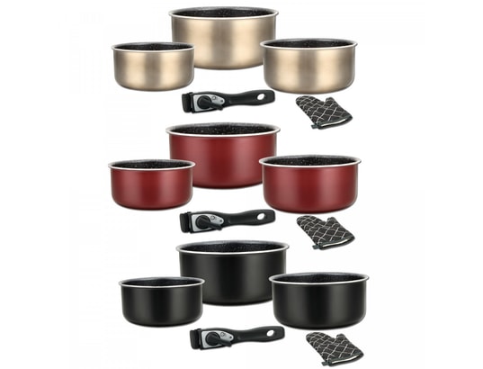 HERZBERG - HG-8051: Cocotte en Terre Cuite Revêtue de Marbre, 5 Pièces...
