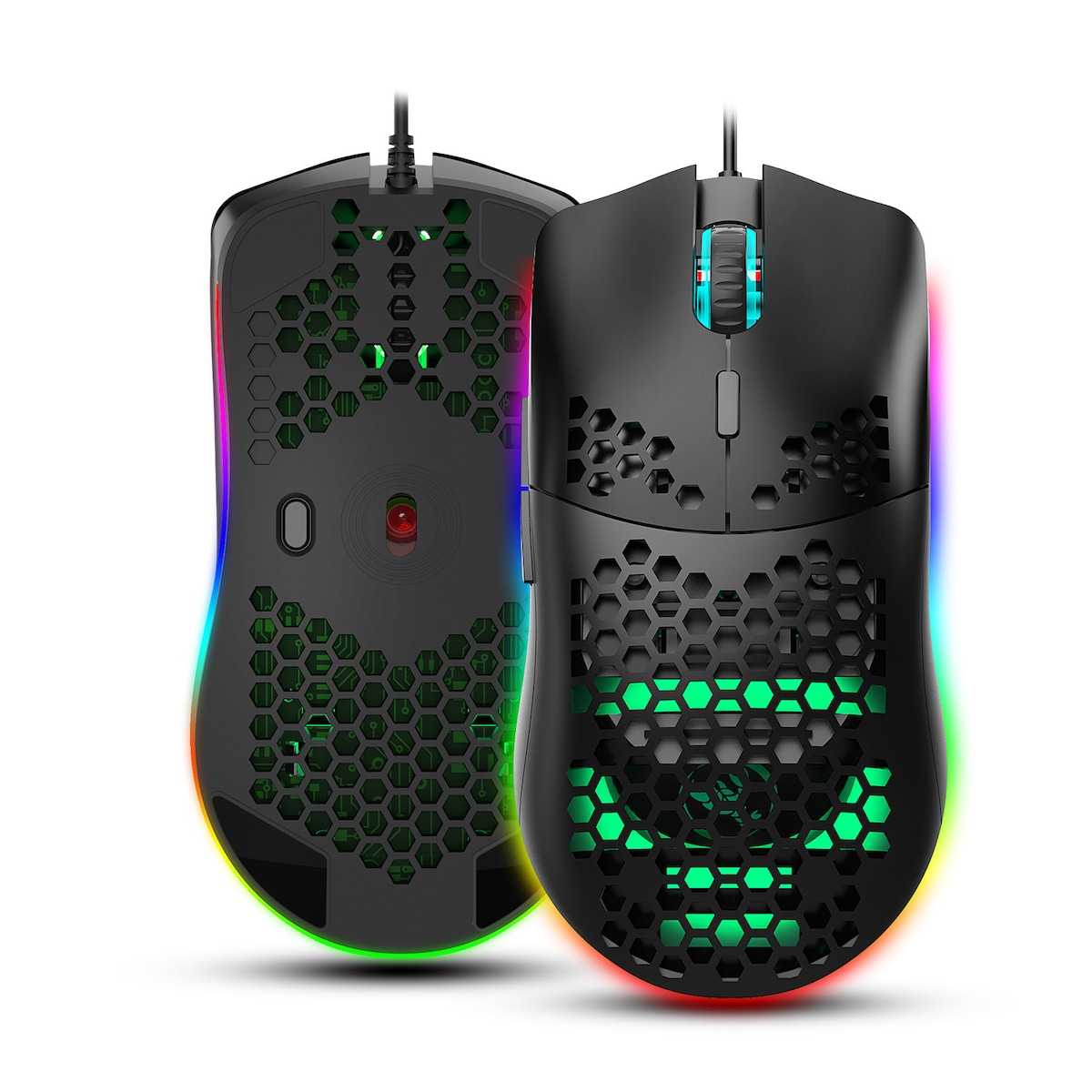 Lett kablet gamingmus med RGB-belysning, 6 justerbare DPI, 6-knapper Sort
