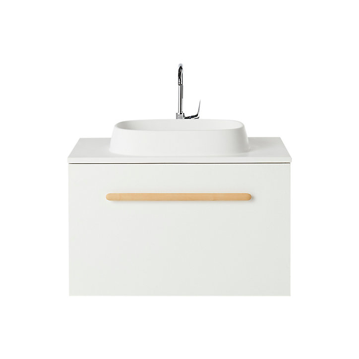 Meuble sous vasque à poser GoodHome Adriska blanc 80 cm + plan vasque Ceara