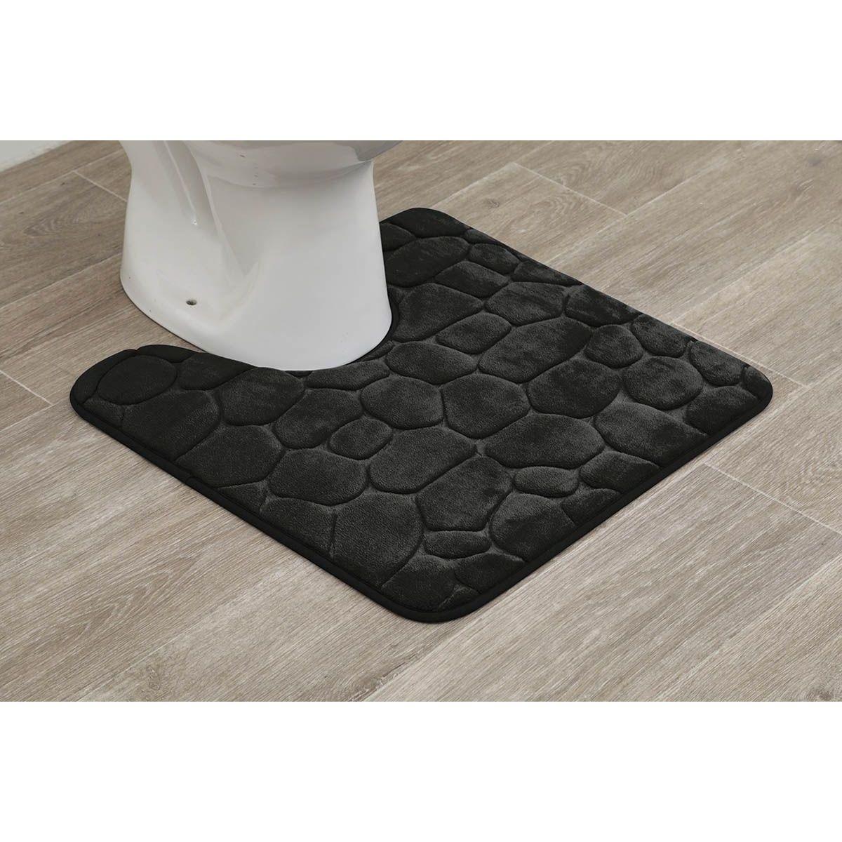 TAPIS CONTOUR WC MEMOIRE DE FORME GALET 45X50CM NOIR
