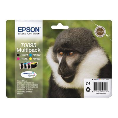 Epson T0895 Singe - Pack de 4 - noir, cyan, magenta, jaune - cartouche d'encre originale