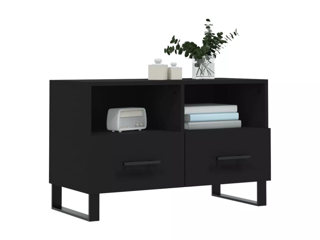 Meuble TV Noir 80x36x50 cm Bois d'ingénierie