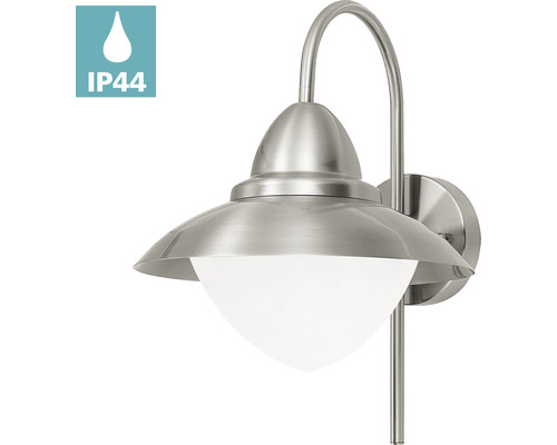 Buitenwandlamp, 1-lichts, H 37,5 cm, roestvrij staal/opaal-mat