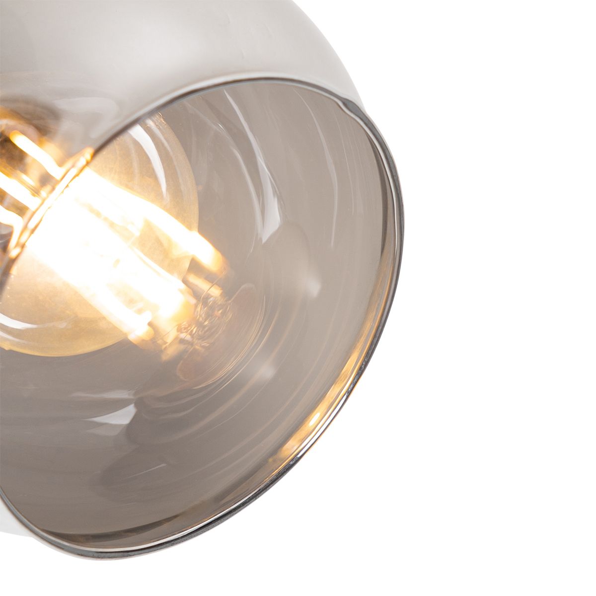 Plafondlamp zwart 44,5 cm met smoke glas en hout 3-lichts - Vidro