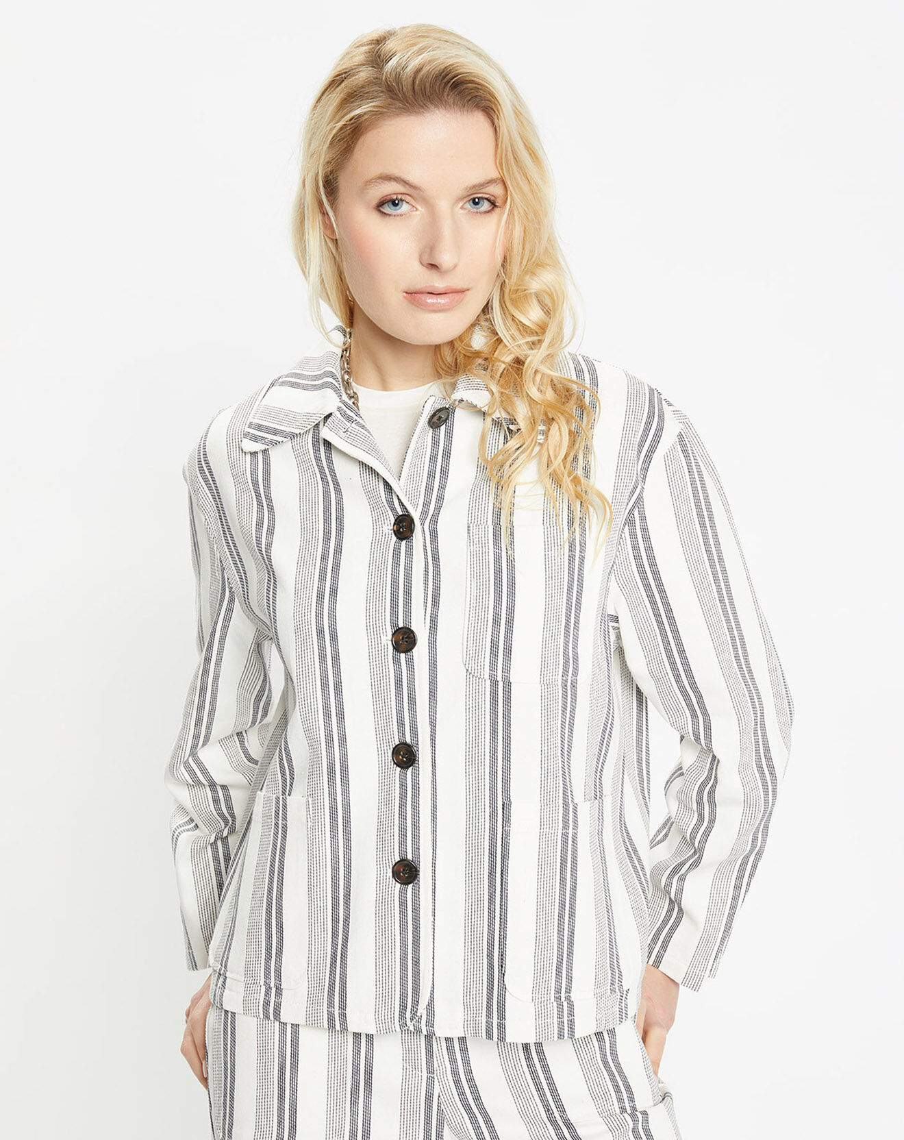 Jodhpur Veste droite Panama rayée beige/noir