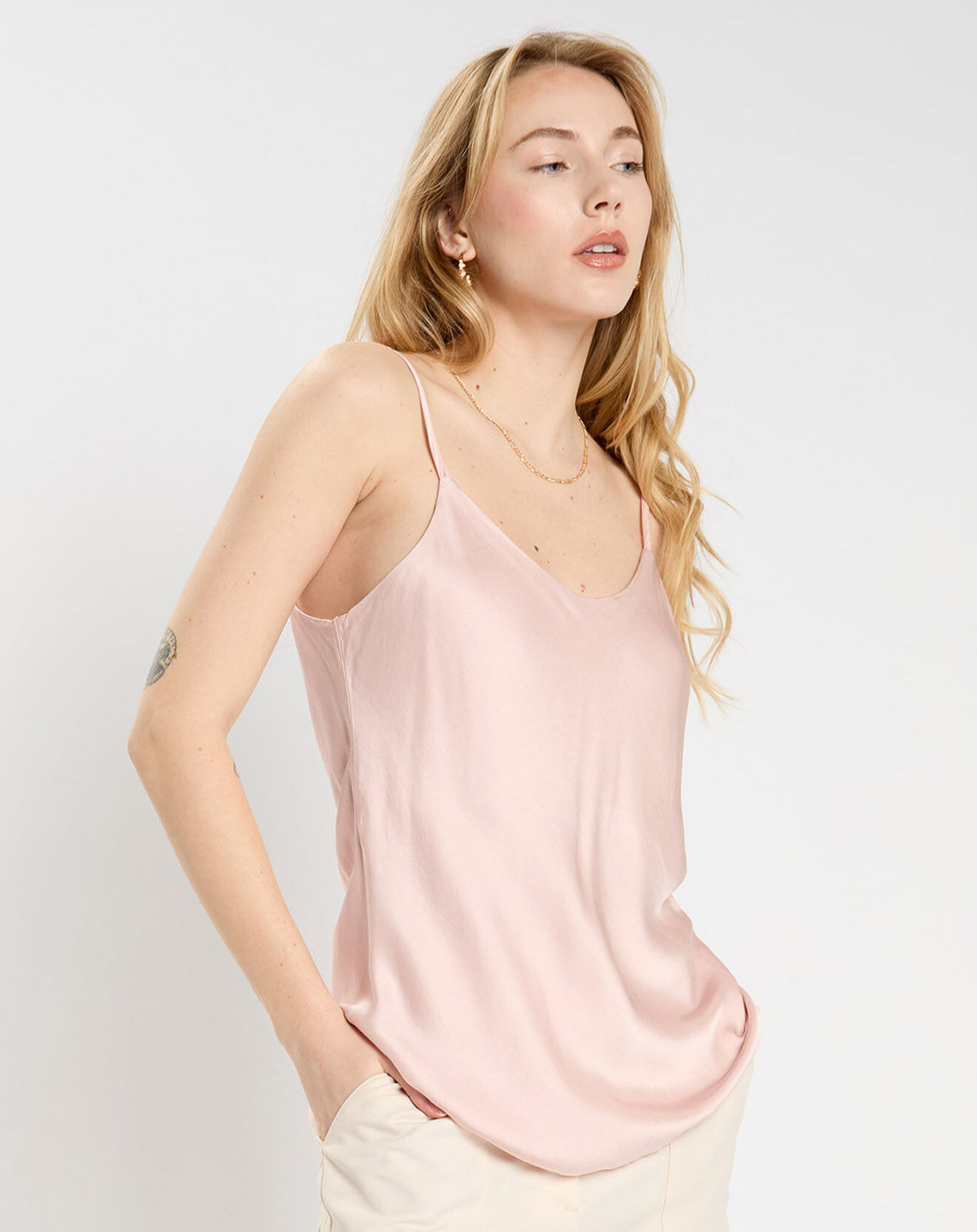 Lauren Vidal Top satiné Must rose
