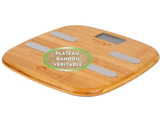 LITTLE BALANCE - Pèse personne connecté Impédancemètre connecté sans pile USB 150kg Bambou
