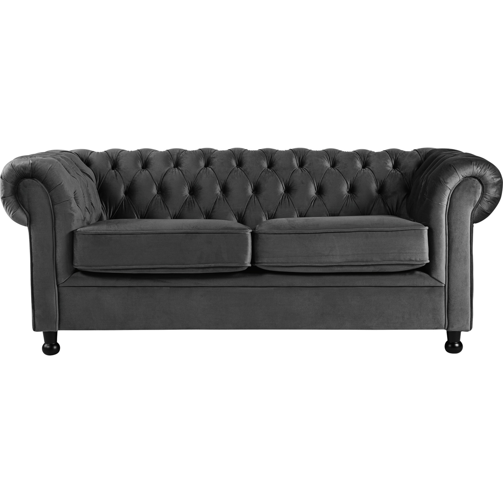 3er-Sofa Chesterfield, Samtvelours anthrazit