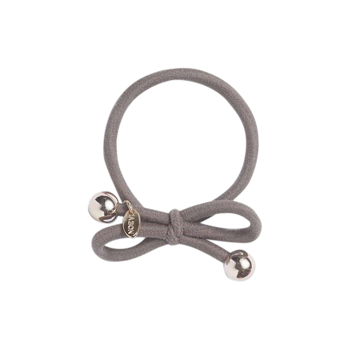 Hair Tie with Gold Bead Deep Taupe Grey