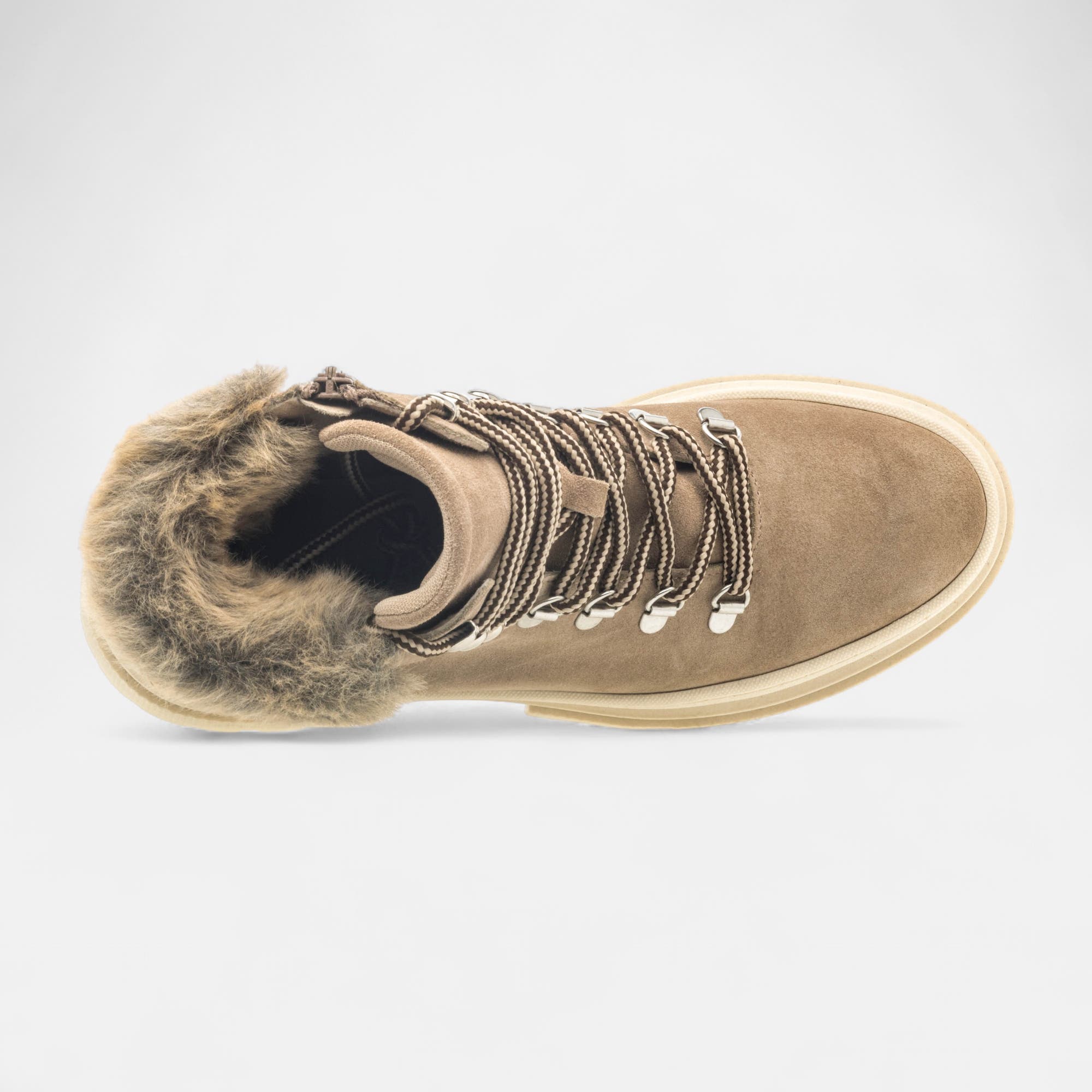 Bottines à lacets Femme en cuir beige