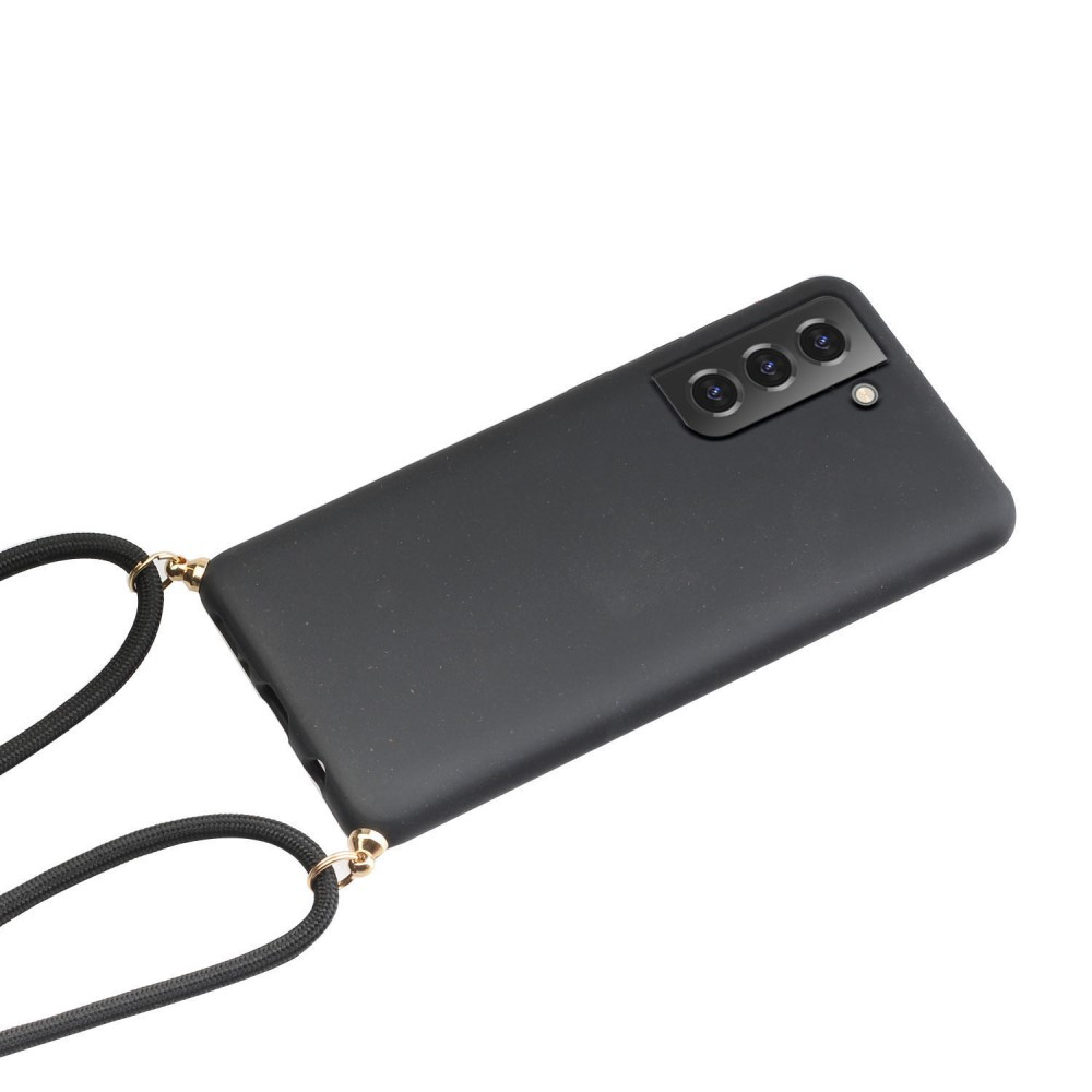 Samsung Galaxy S22 5G Necklace Bio Gummi Case Hülle Eco Friendly Nachhaltig Kompostierbar   Handykette (150cm) - Schwarz