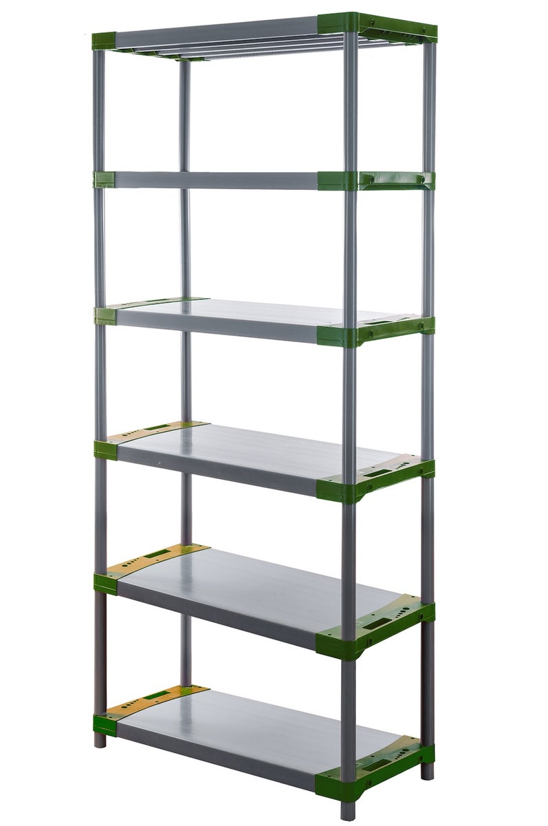 PROREGAL Kunststof Plank Grey Bear Extra Hoog HxBxD 220 x 80 x 46 cm Plank Draagvermogen 120 kg Grijs/Groen