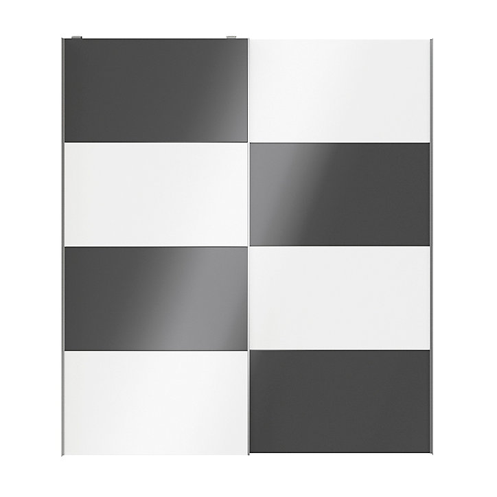 Portes de placard coulissantes 2 vantaux panneaux blancs brillants et anthracite brillants GoodHome Atomia H. 225 x L. 200 x ép. 5,5 cm