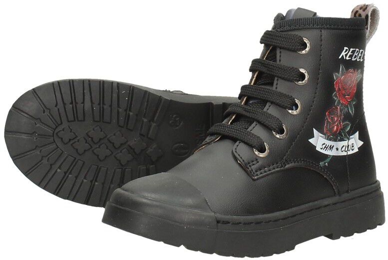 Shoesme Veterschoen hoog zwart