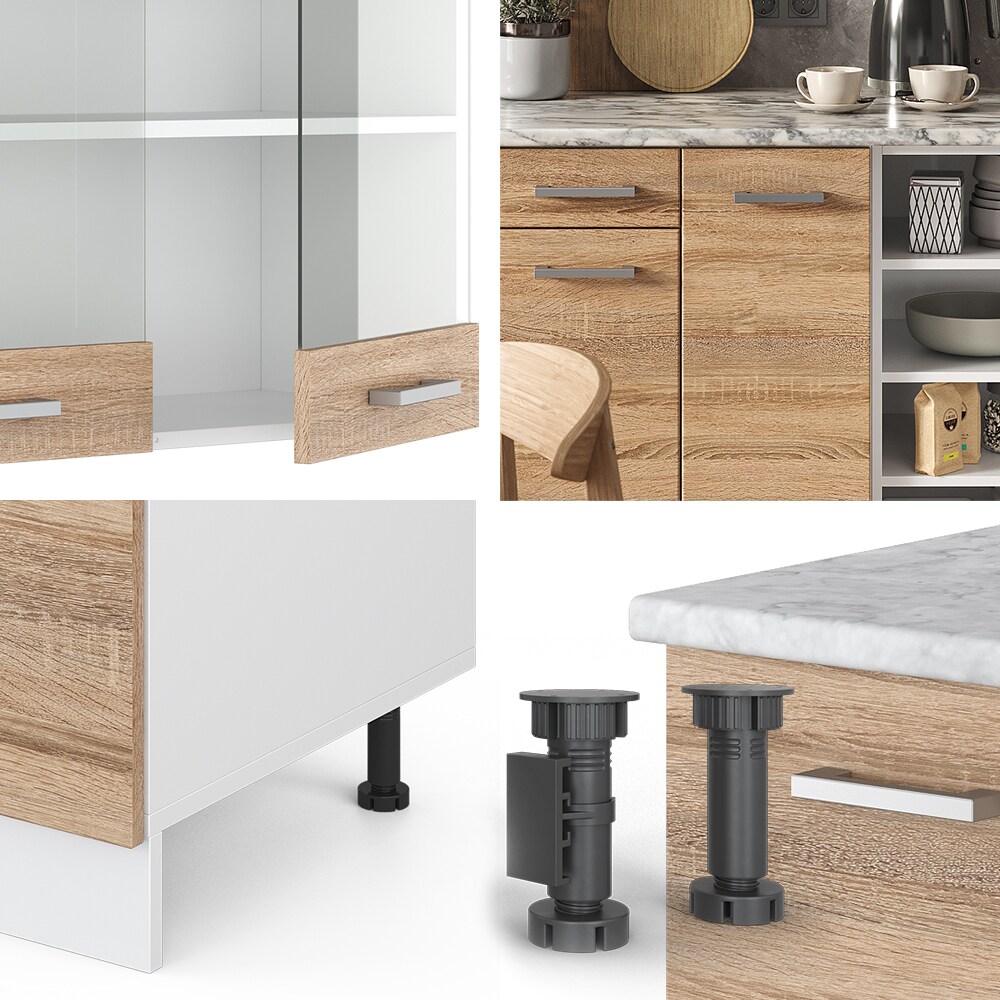 Vicco Küchenzeile Küchenblock Einbauküche R-Line 240 cm Weiß Sonoma Arbeitsplatte