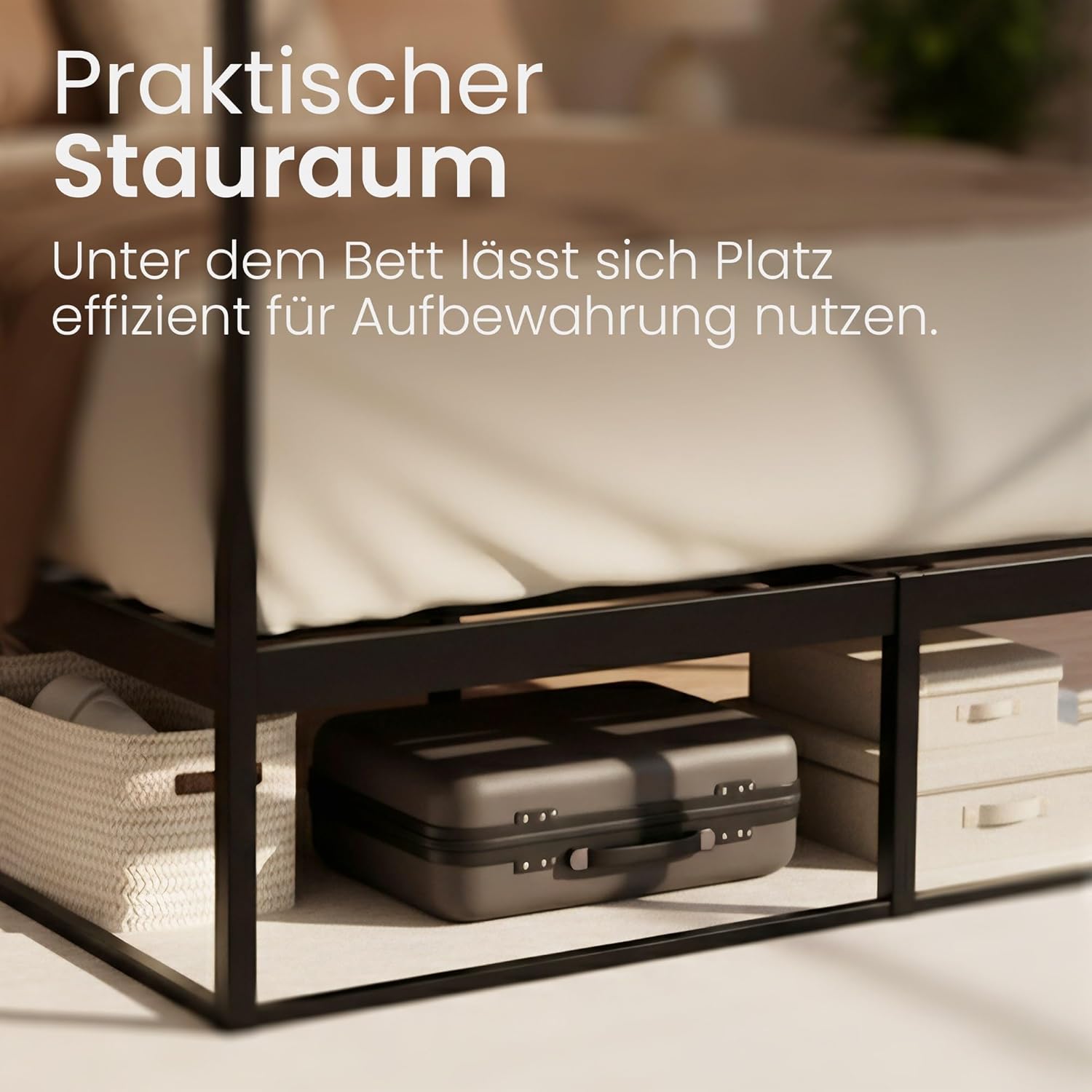 CLP Himmelbett Gestell Batoni, Doppelbett für Erwachsene, Bettgestell und Lattenrost aus Metall, Metallbett stabil, Größe:180 x 200 cm