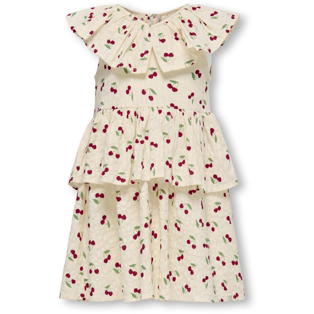 Køb Kids ONLY MINI Whitecap Gray Cherrie AOP Cerise Layered Kjole AOP