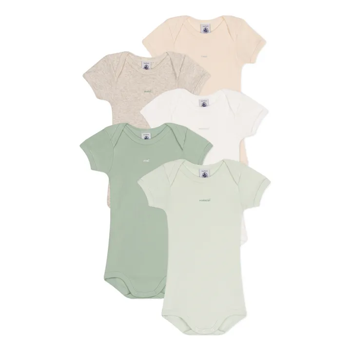 Petit Bateau Lot 5 Bodies Semaine | Sauge