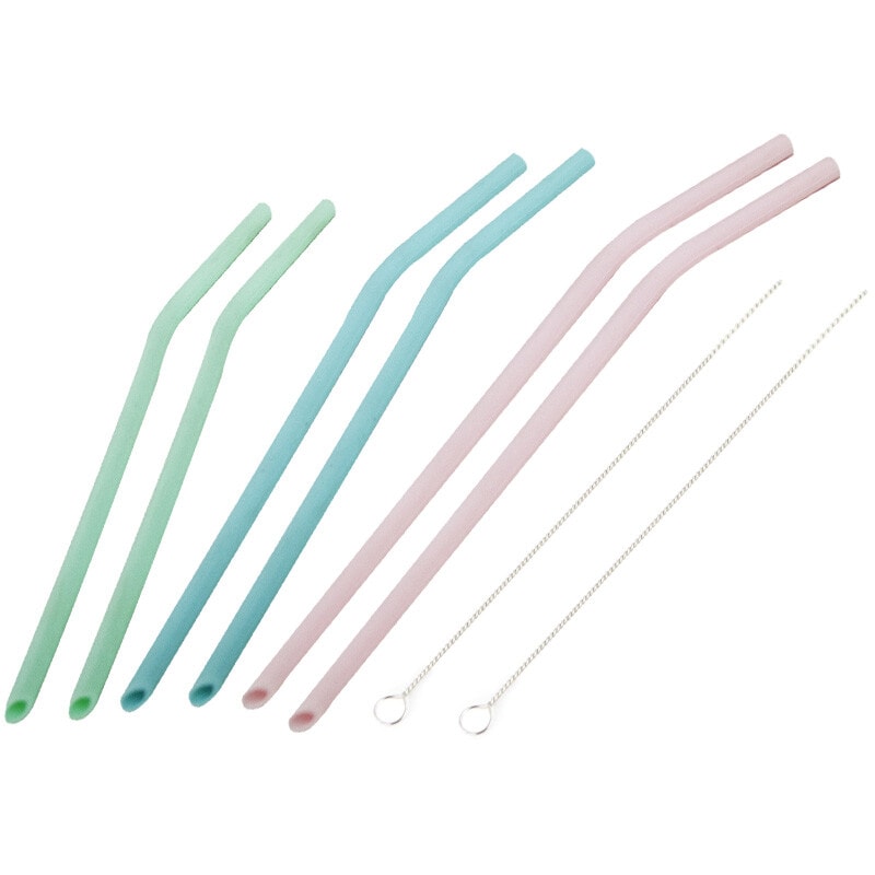 Set de 6 pailles en silicone avec goupillons de nettoyage