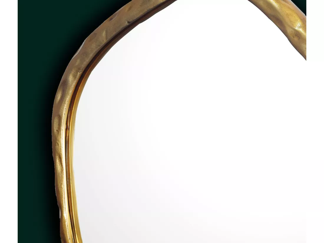 Miroir Murale Métal 60x60 cm Miroir Mur Couloir Grand Doré Asymétrique