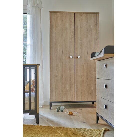 Marcel armoire 2 portes    Chêne blond/Noir        de               Galipette