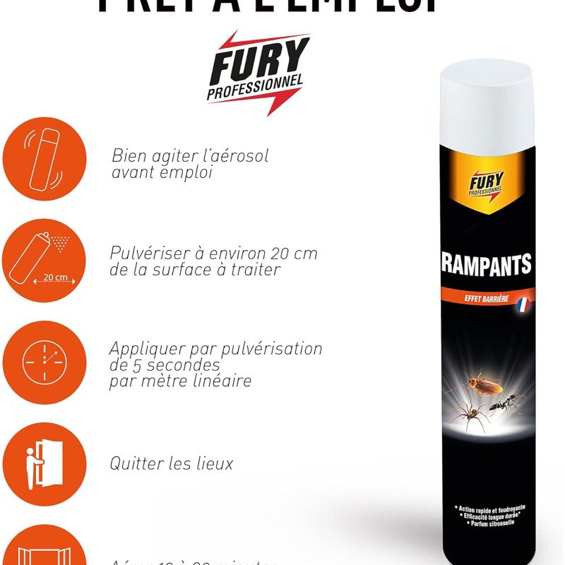 Insecticide Fury - tous rampants - Aérosol de 400 ml
