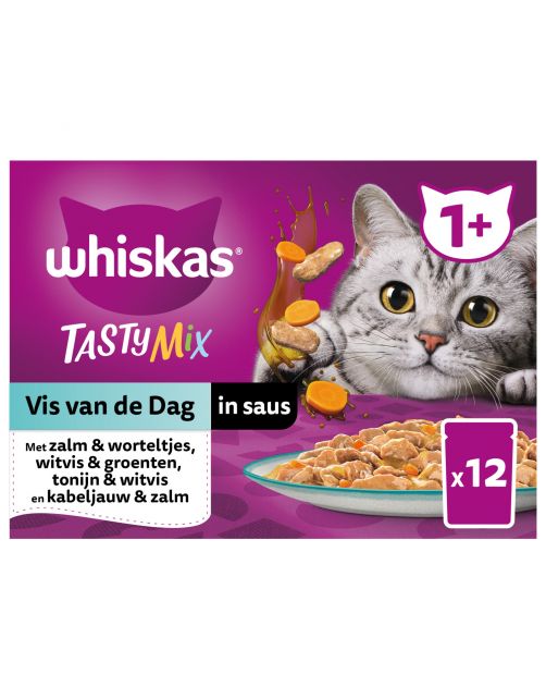 Whiskas 1+ Vis Van De Dag In Saus Maaltijdzakjes Multipack - Kattenvoer - Vis 12x85 g