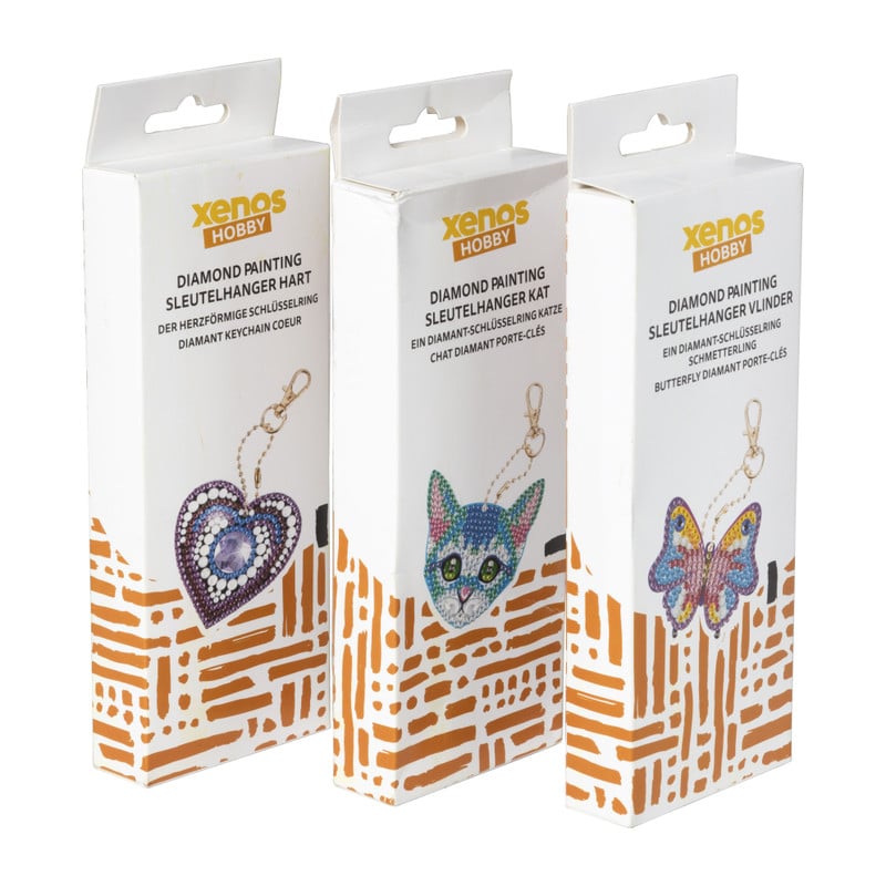 Sleutelhanger kat - diamond paint - 7x7 cm
