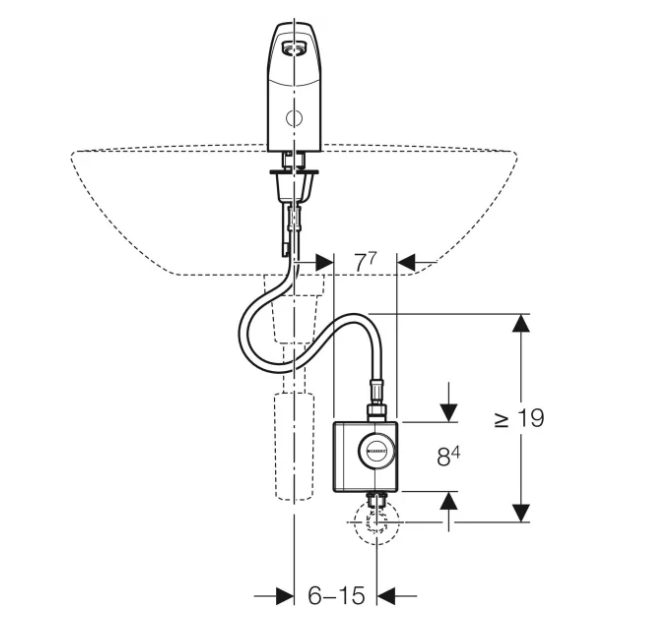 Geberit wastafelkraan type 185 1-gats wastafelkraan koud of voorgemengd water chroom