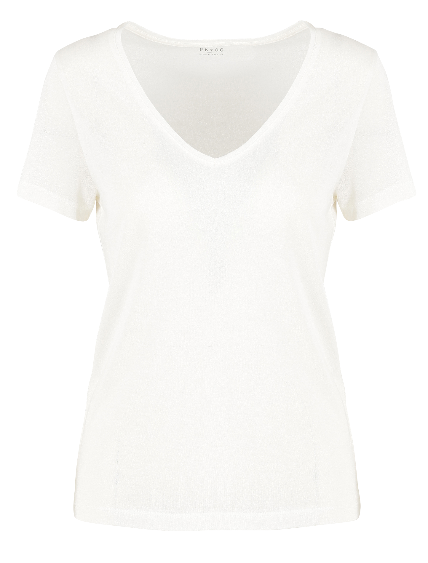 Tee-shirt col V en cachemire mélangé| Blanc
