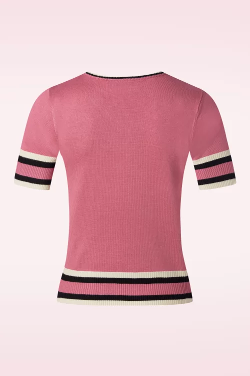 Vixen Kitty and Bird Short Sleeve trui in roze