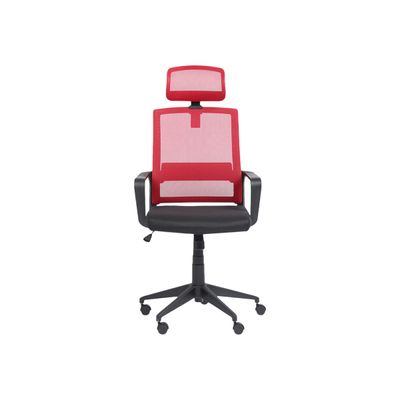 Fauteuil de bureau LIBERTY 02 - accoudoirs fixes - appui-tête réglable - noir et rouge