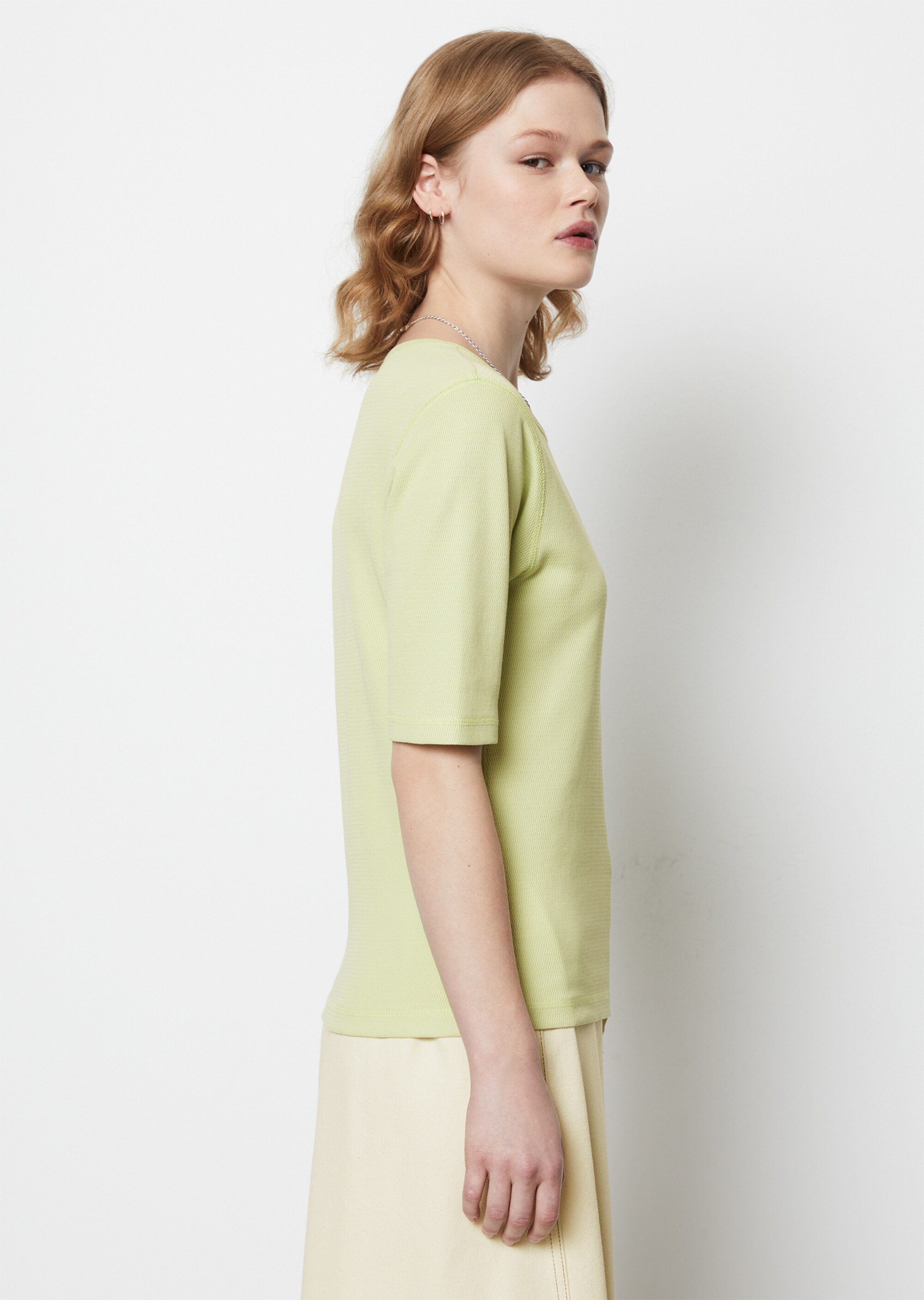 T-Shirt mit feiner Strukturaus Organic Cotton-Jersey