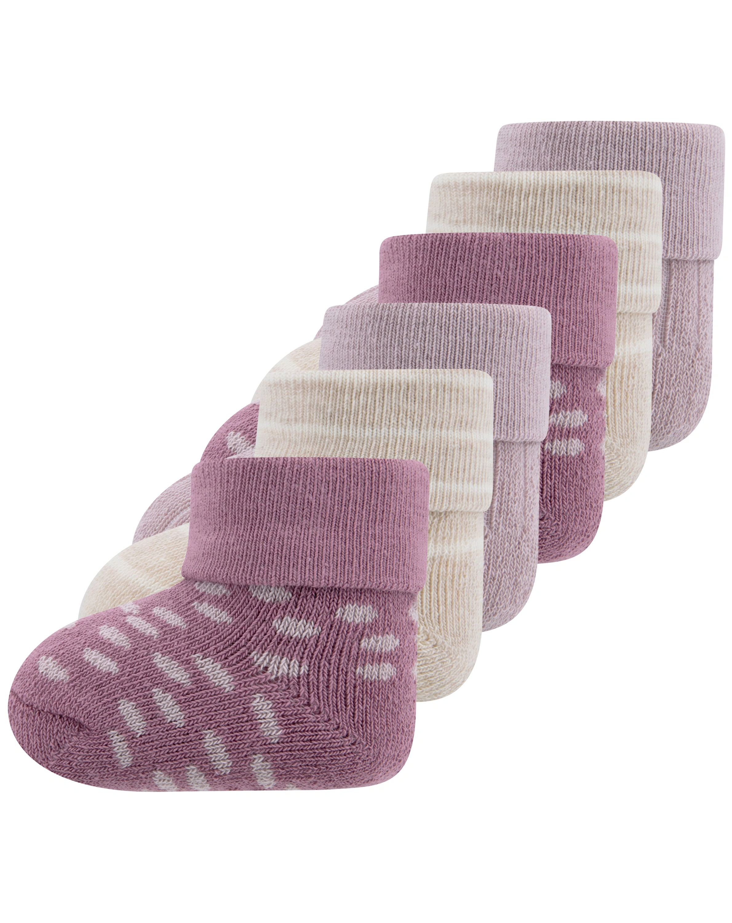 Babysocken RIPPE & PUNKTE 6er-Pack in altrosa